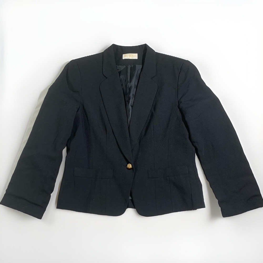 Sophisticates by Pendleton Jacket Women's Size 12 Blazer Vintage 1 Button Black